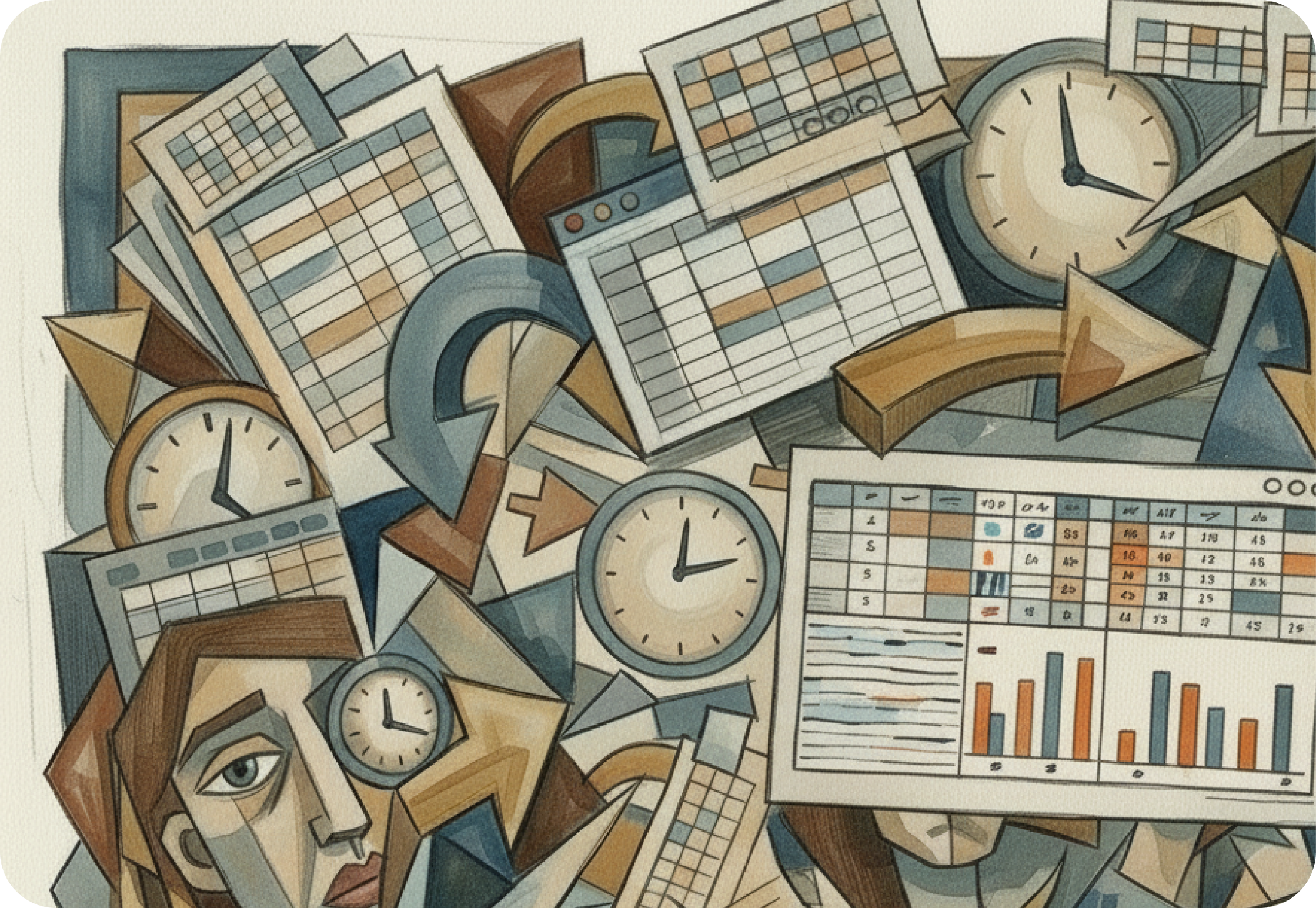 The chaos of managing ad approvals with spreadsheets - overwhelmed by clocks and data