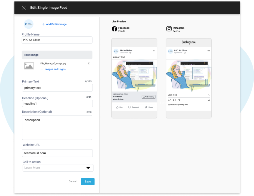 Facebook Ad, Instagram Ad Mockup Tool
