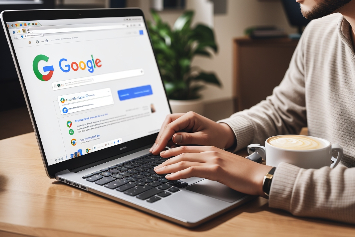 A person using a laptop to access Google Ads and select target topics