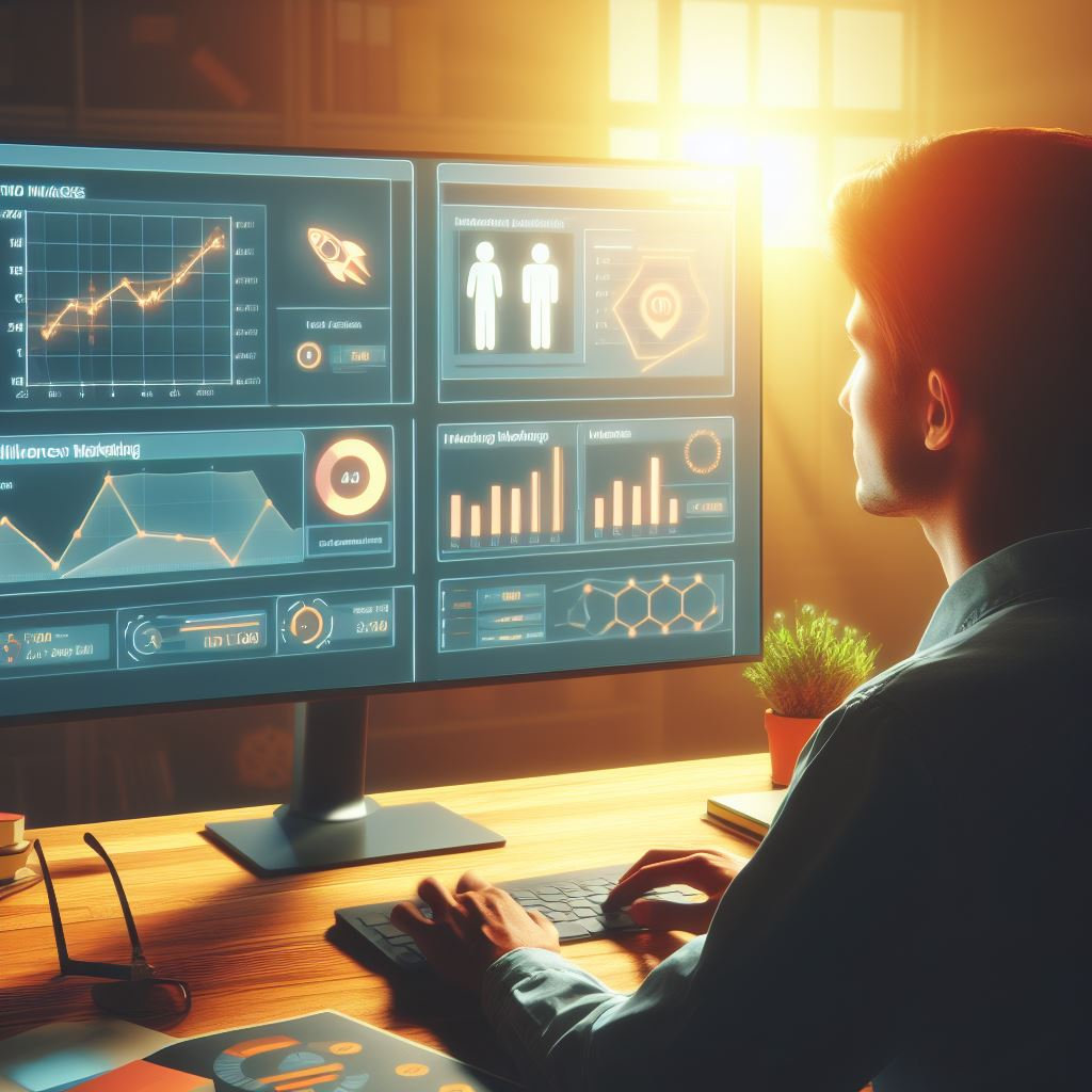 A person looking at a dashboard of analytics for an influencer marketing campaign