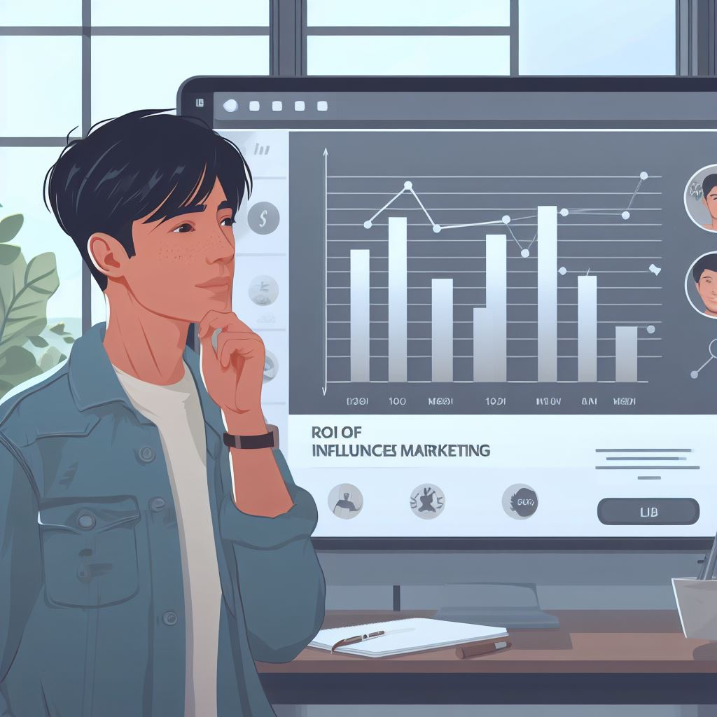 A person looking at a graph showing the ROI of influencer marketing